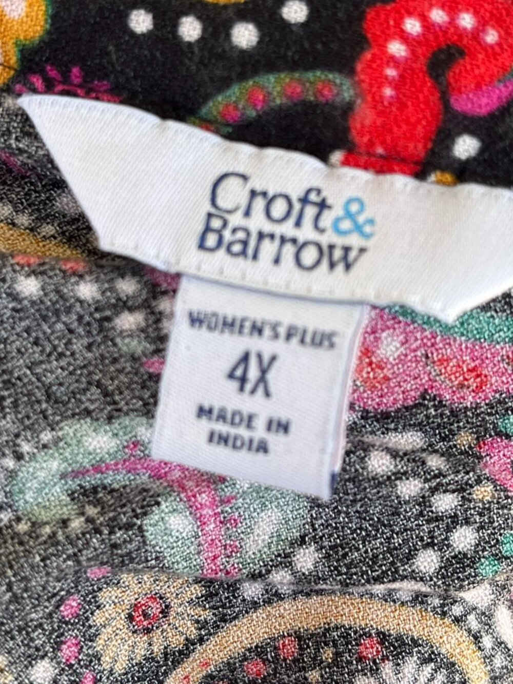 Croft & Barrow Women's Plus Black Floral Paisley Dress 4x - Picture 7 of 7